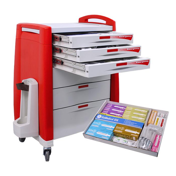 SimLabSolutions Simulated Loaded 6 Drawer Emergency Crash Cart DiaMedical USA