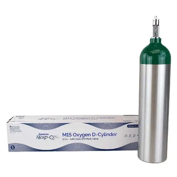 Dynarex Resp-O2 M15 Oxygen D-Cylinder w/ Post Valve 1/Box | DiaMedical